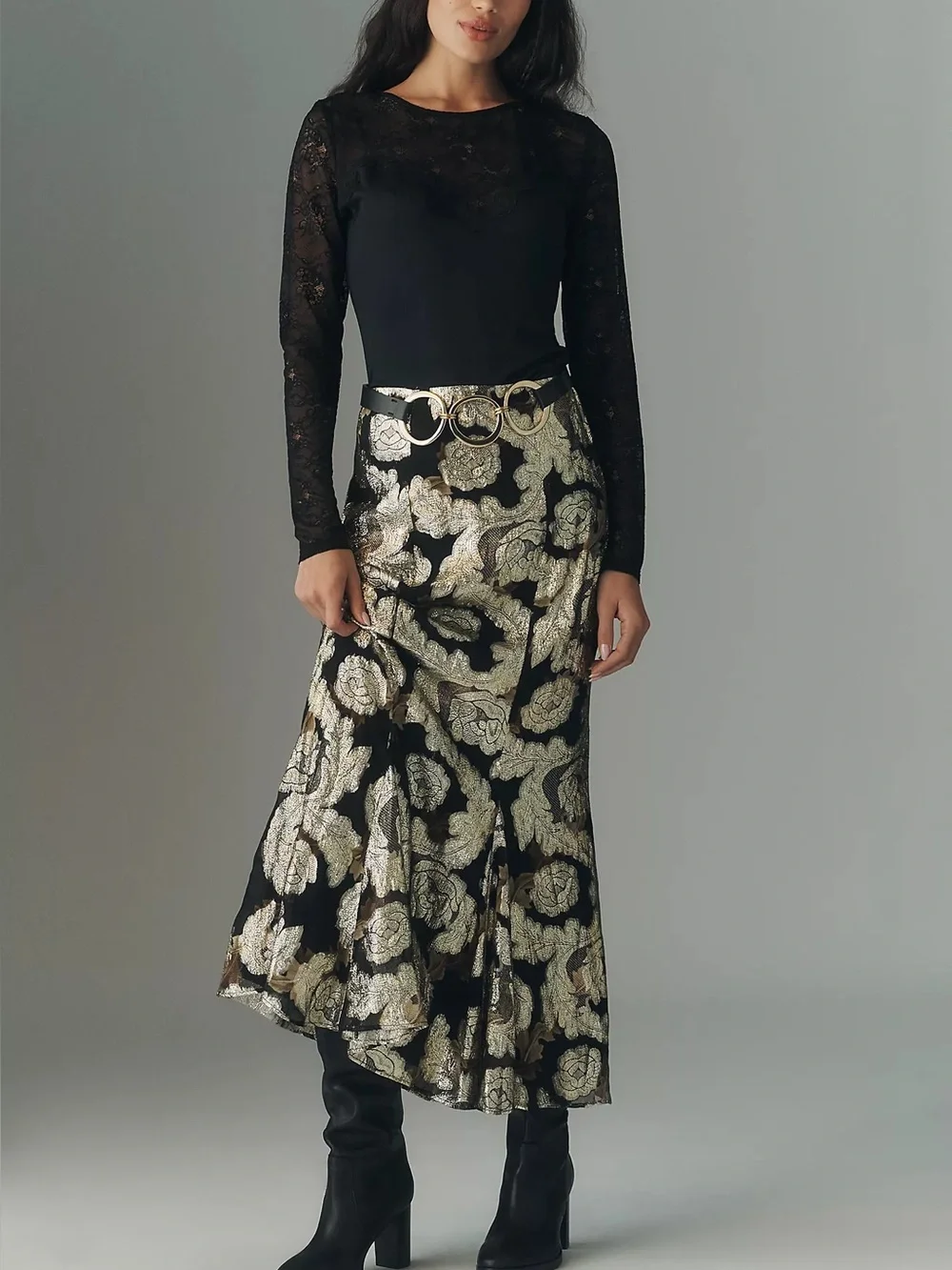 Anthropologie Long-Sleeve Lace Mix Top